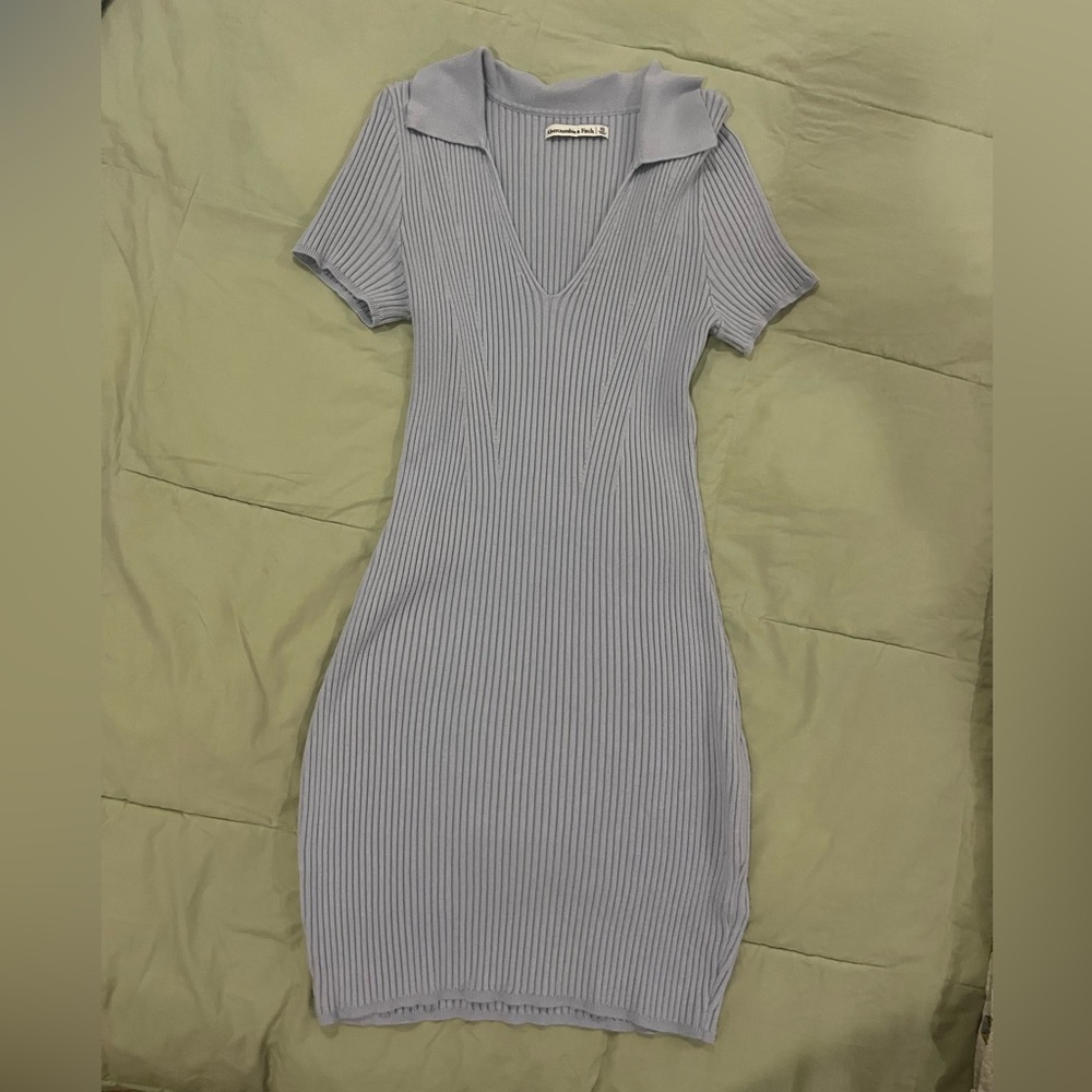 Abercrombie & Fitch Gray/Blue Polo Ribbed Bodycon Mini Dress